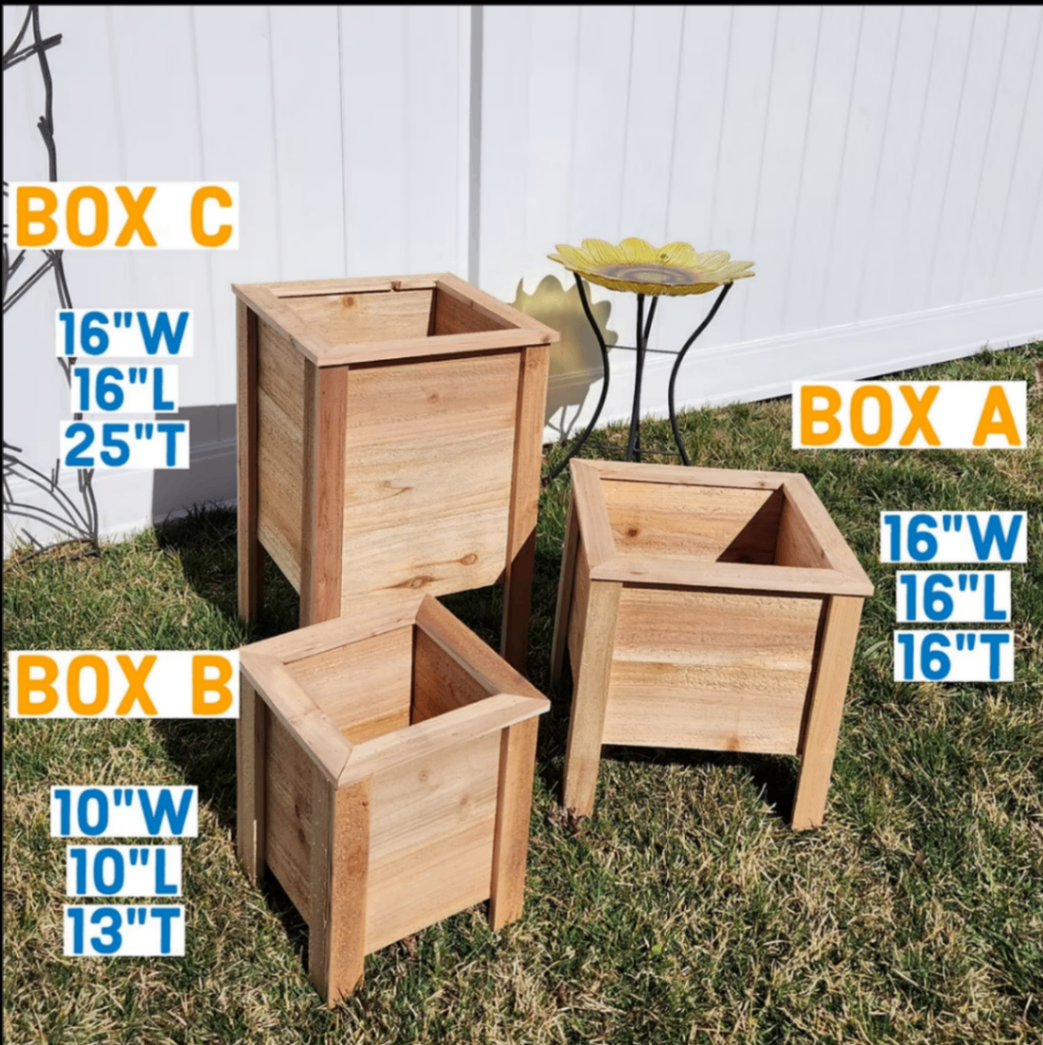Cedar planter box on a sunny patio